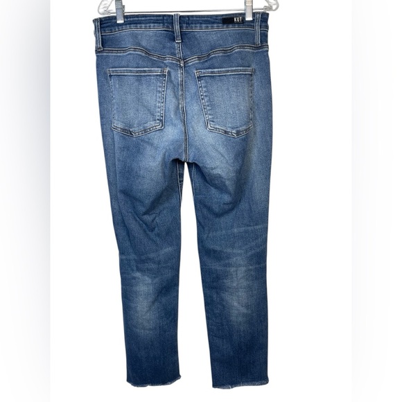 KUT from the Kloth Straight Leg High Rise Jeans Button Fly Distressed 8L - Picture 2 of 14